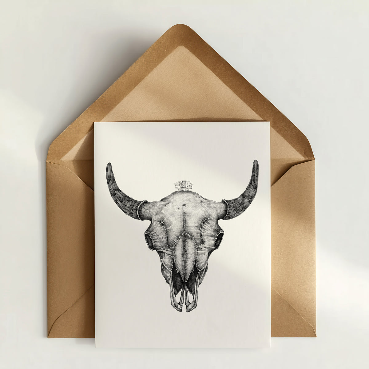 Bison & Black-tailed Prairie Dog Skulls Greeting Card
